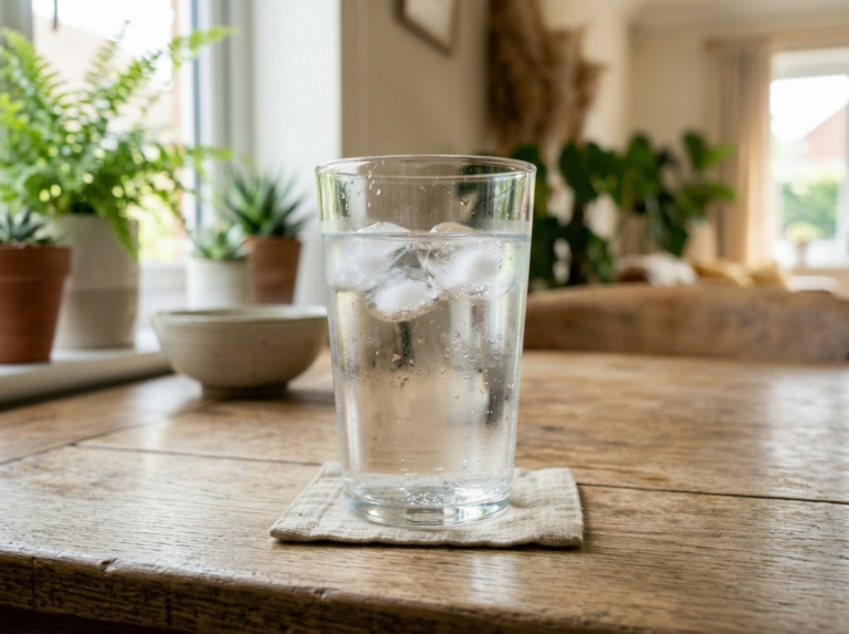 Glas med vand: Billedet er lavet med kunstig intelligens.