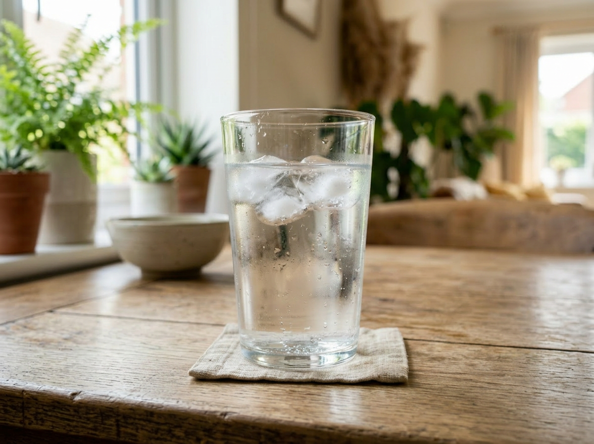 Glas med vand: Billedet er lavet med kunstig intelligens.